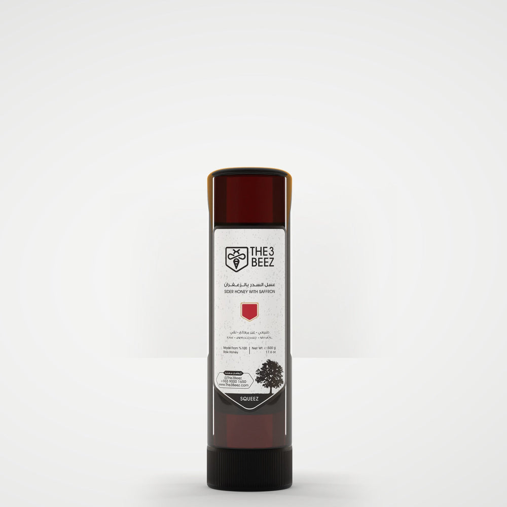 Sider Honey with Saffron - 500 g - Squeeze Bottle - The3Beez